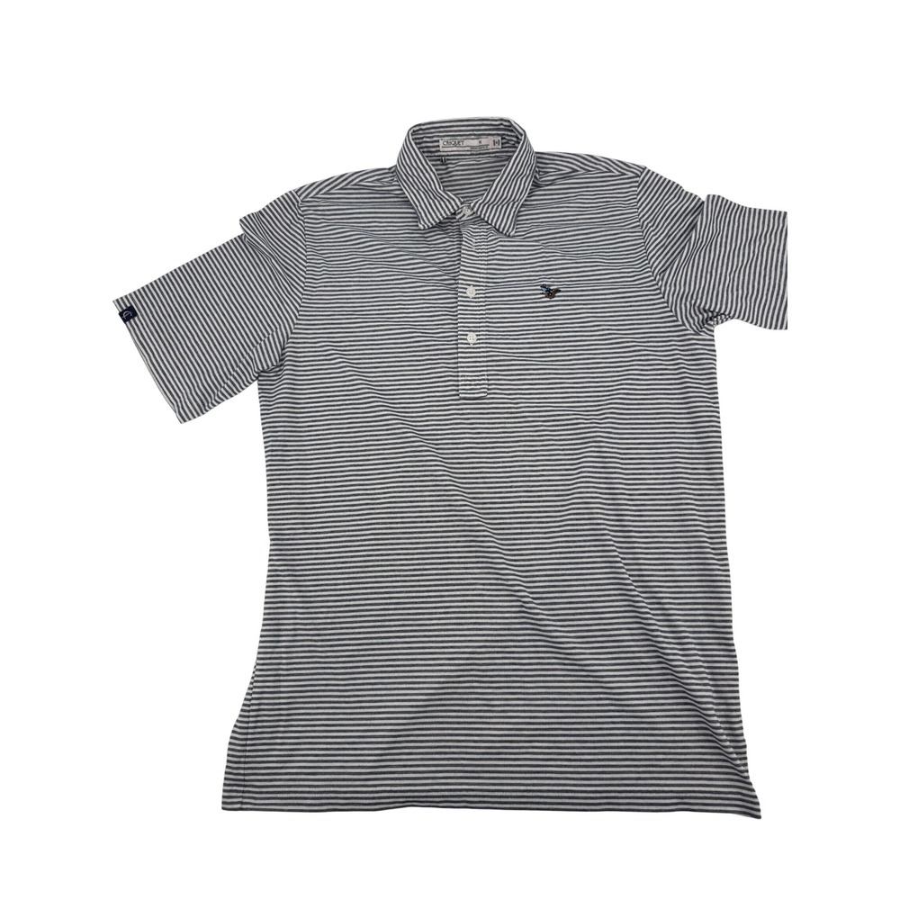Criquet Polo Shirt Men M Navy White Striped Short Sleeve Golf Equestrian Classic